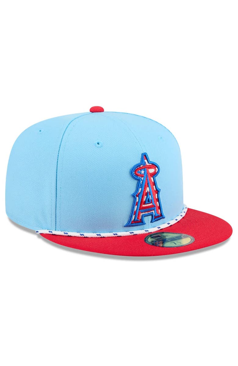 New Era Men's New Era Light Blue/Red Los Angeles Angels 2025 Fourth of July 59FIFTY Fitted Hat, Alternate, color, Light Blue