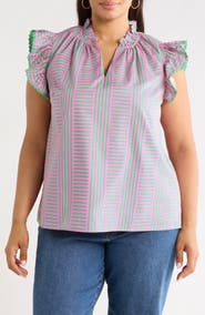 SUGARLIPS Valda Stripe Ruffle Top