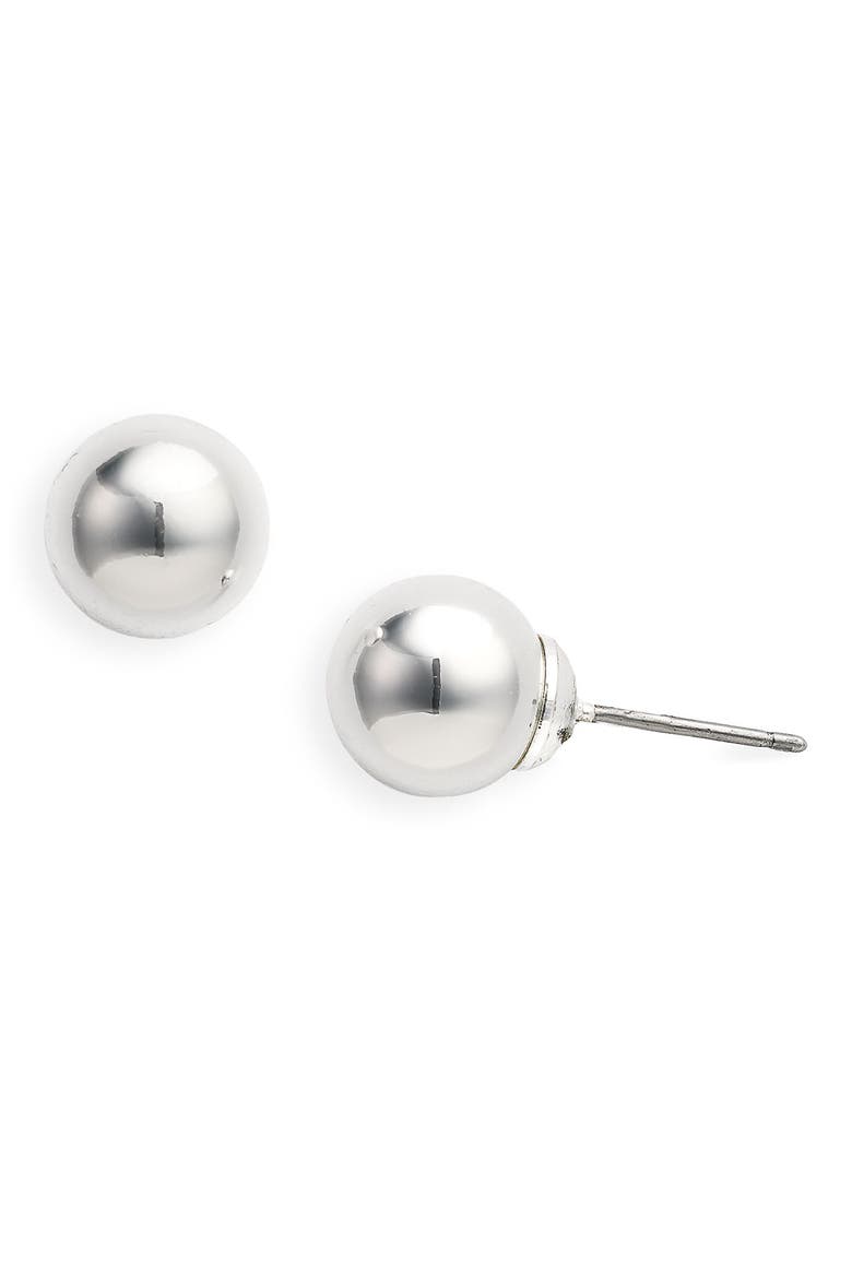 Ball Stud Earrings, Main, color, SILVER