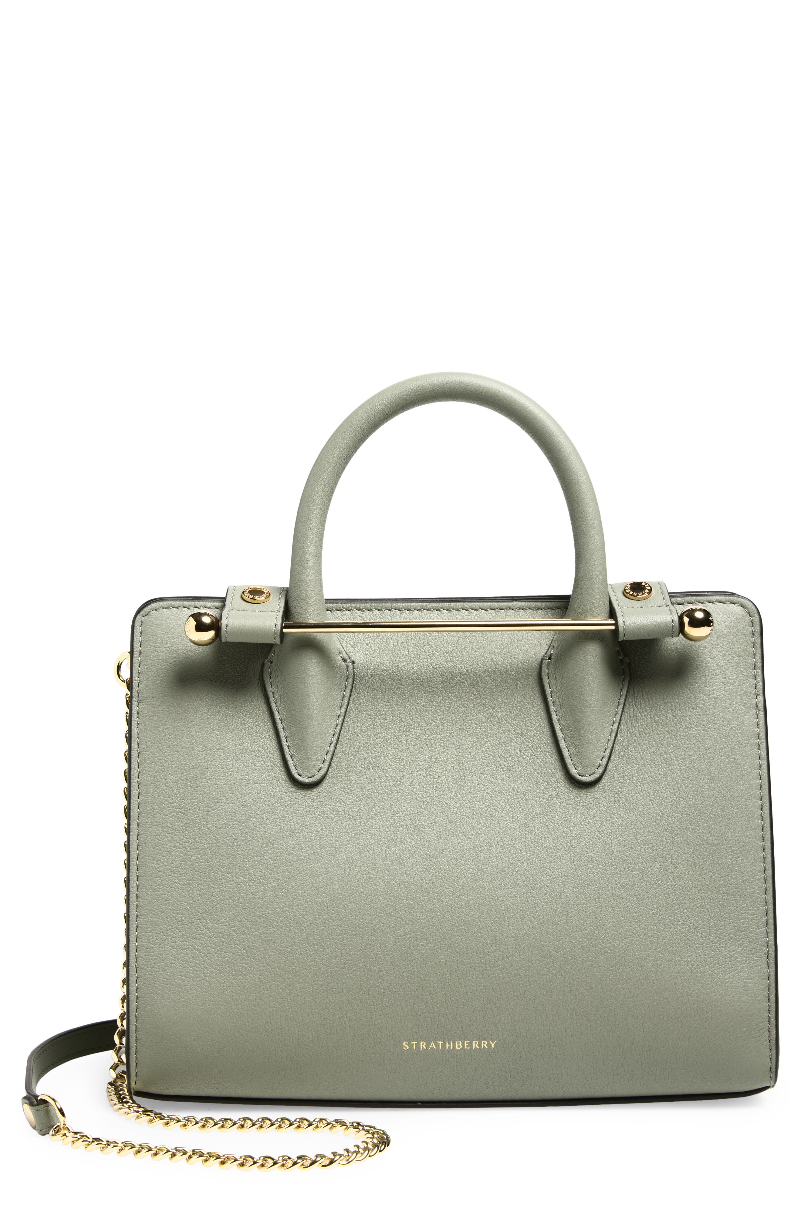 Strathberry Mini Leather Tote, Main, color, Library Green