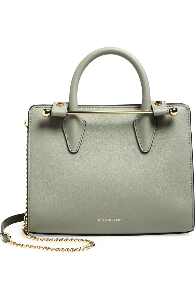 Strathberry Mini Leather Tote, Main, color, Library Green