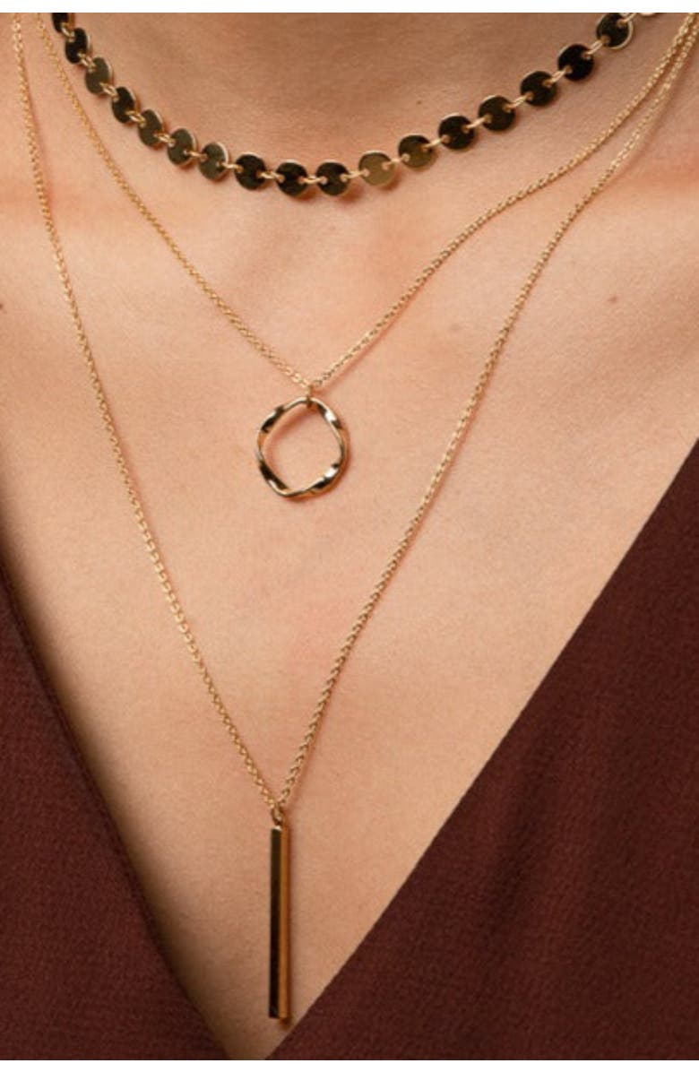 Bearfruit Jewelry 14k Gold Plated Harley Layered Necklace Holiday Gift Idea, Alternate, color, 