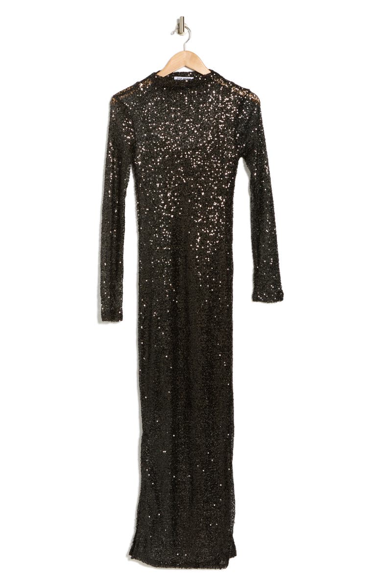 Steve Madden Blakely Long Sleeve Sequin Mesh Maxi Dress, Alternate, color, 