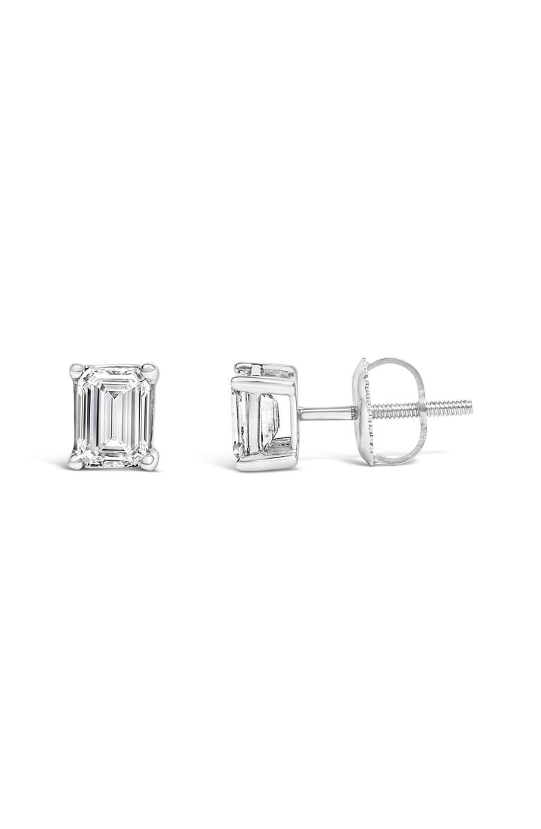 Haus of Brilliance 14K White Gold 1.0 Ct Emerald Lab-Grown Diamond Solitaire Stud Earrings, Alternate, color, White