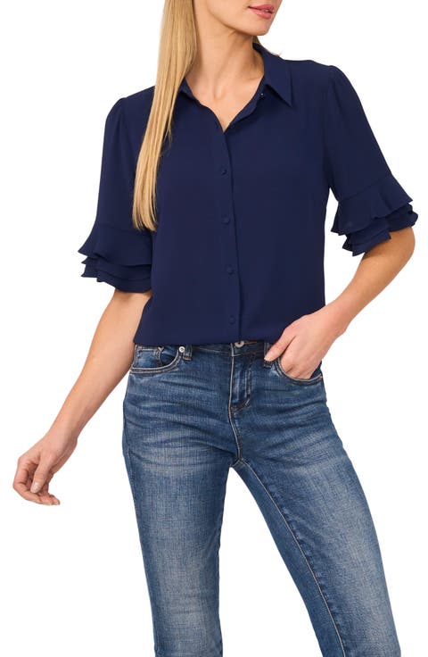 Ruffle Sleeve Collar Blouse