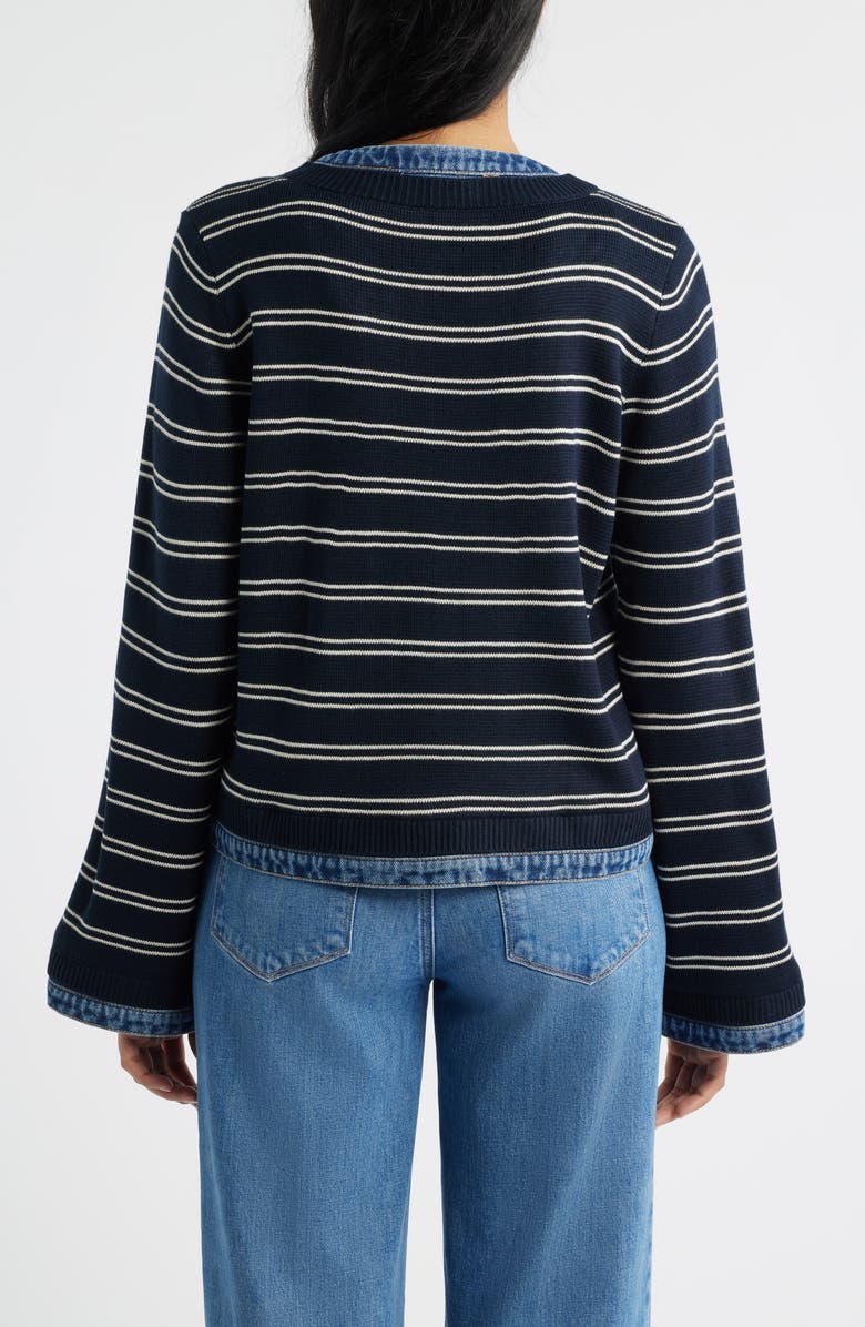 Wit & Wisdom Mixed Media Jacket, Alternate, color, Navy/ Ecru