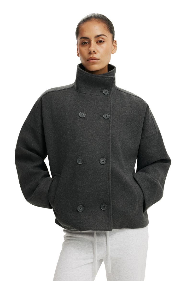 Women's Funnel Neck Coat, Main, color, Charcoal