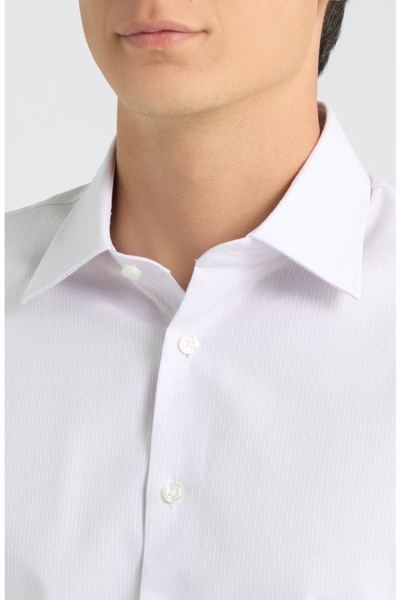 Trim Fit Pinstripe Premium Non-Iron Cotton Dress Shirt, Alternate, color, LILAC EMILIO DOBBY