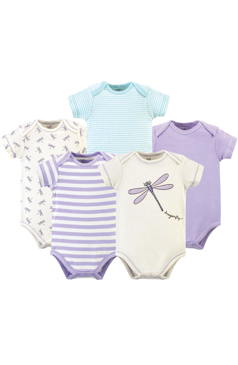Touched by Nature Organic Cotton Bodysuits, Main, color, Dragonfly