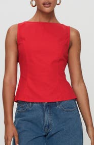 Princess Polly Lilitina Open Back Cotton & Linen Tank