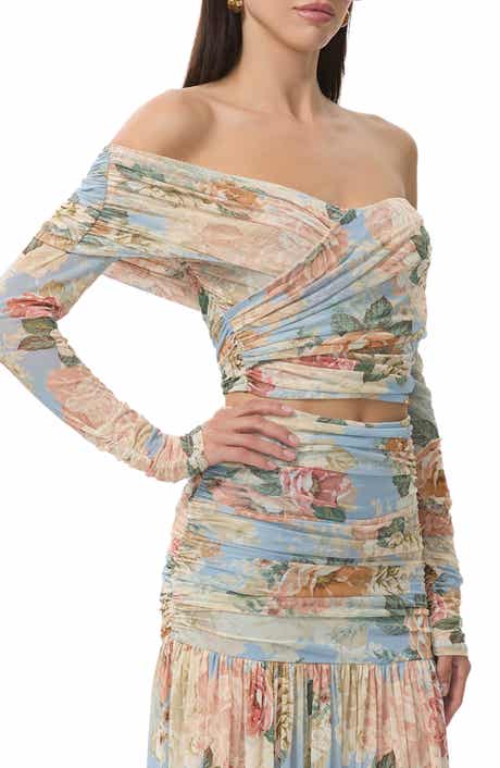 AFRM Dido Floral Off the Shoulder Crop Top