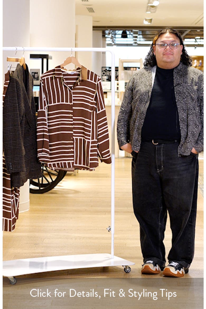 Josie Geo Stripe Satin Button-Up Shirt video