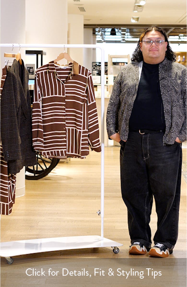 Josie Geo Stripe Satin Button-Up Shirt, sales video thumbnail