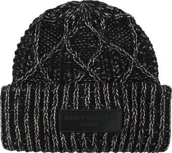 Kurt Geiger London Green Metallic Cable Knit Beanie KURT GEIGERLondon Metallic Cable Knit Beanie In Light Blue  main image 4