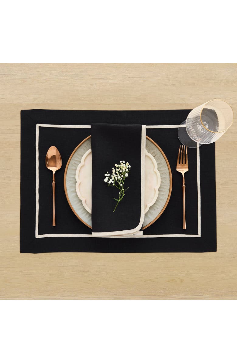 Solino Home Linen Dinner Napkins - Kensington, 20" x 20", Alternate, color, Black