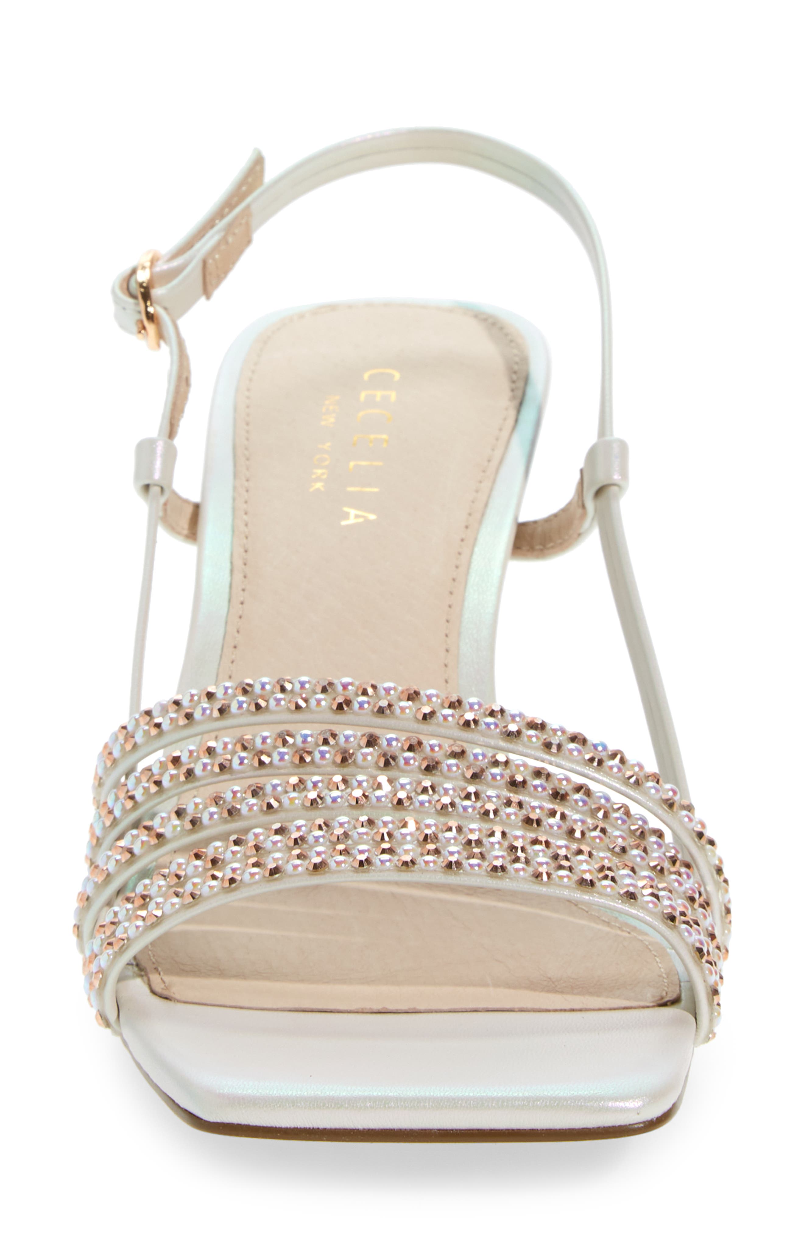 Cecelia New York Kasper Square Toe Sandal, Alternate, color, Pearl White Jewel