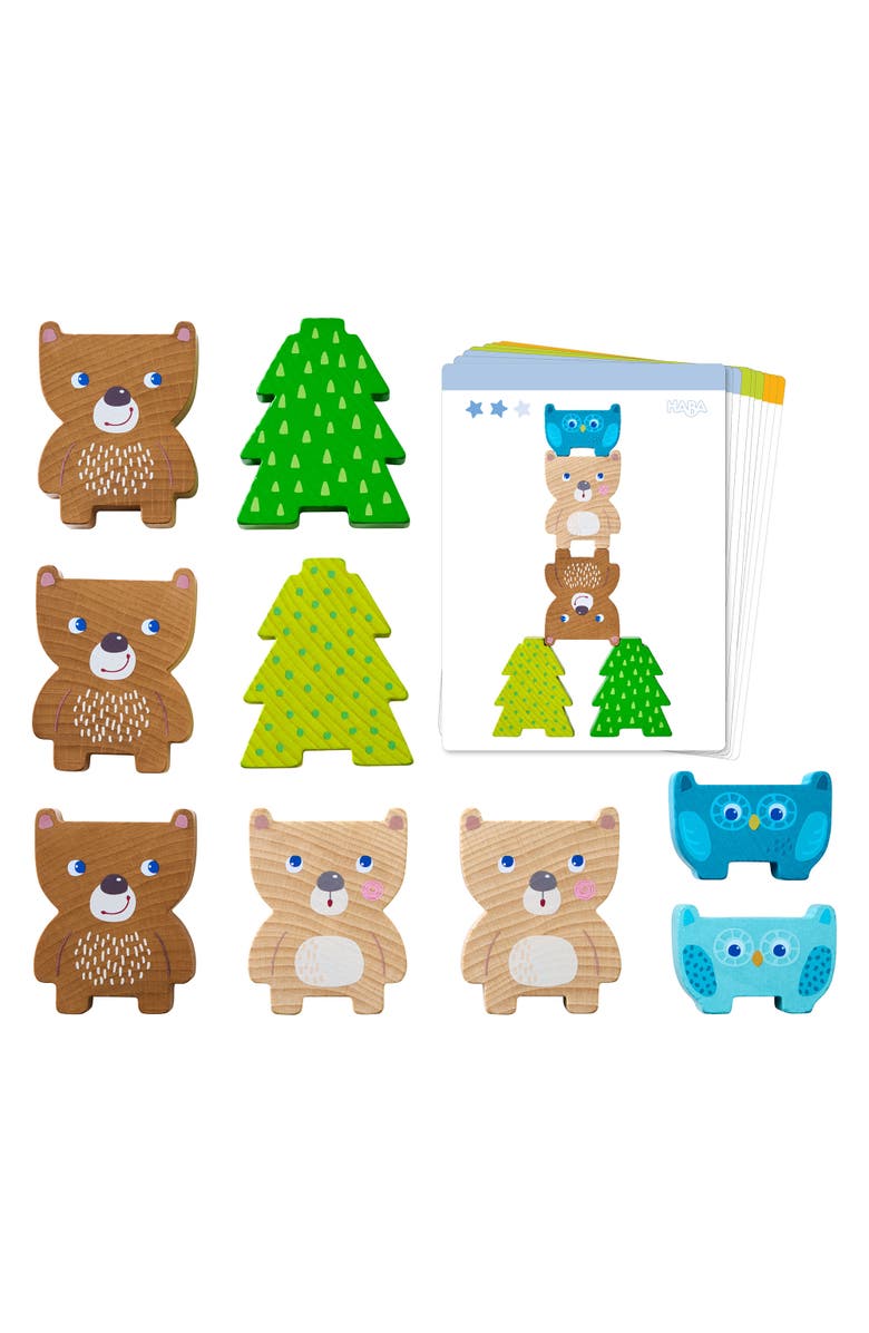 HABA Forest Friends Chunky Wooden Stacking Toy, Alternate, color, Green Multi