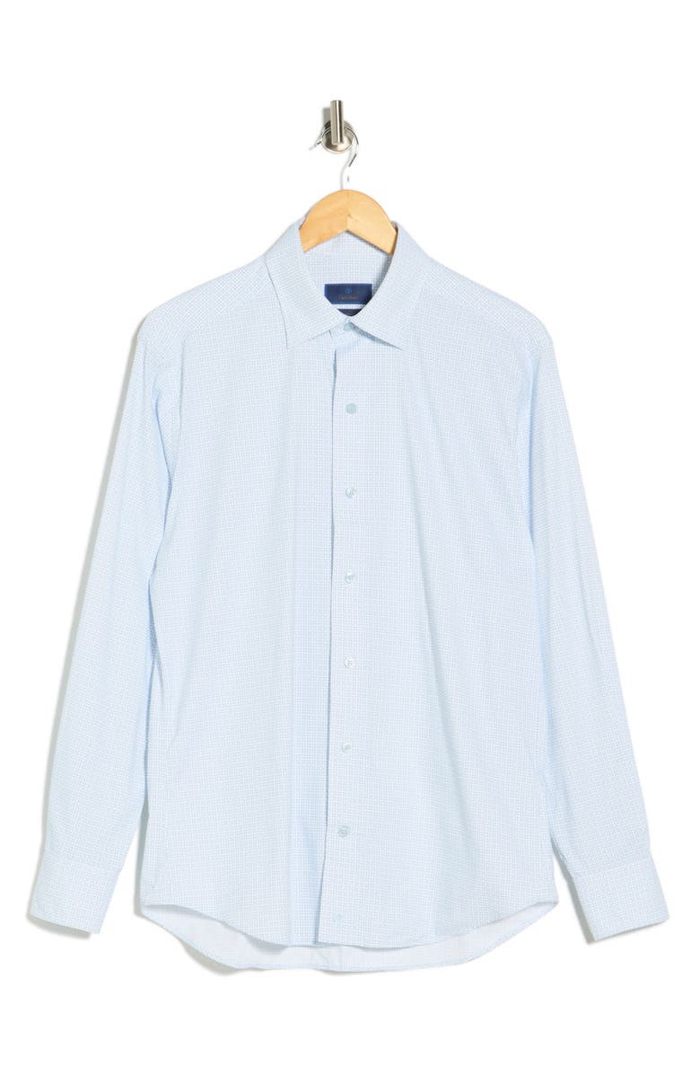 David Donahue Performance Casual Sport Shirt, Main, color, White/ Sky