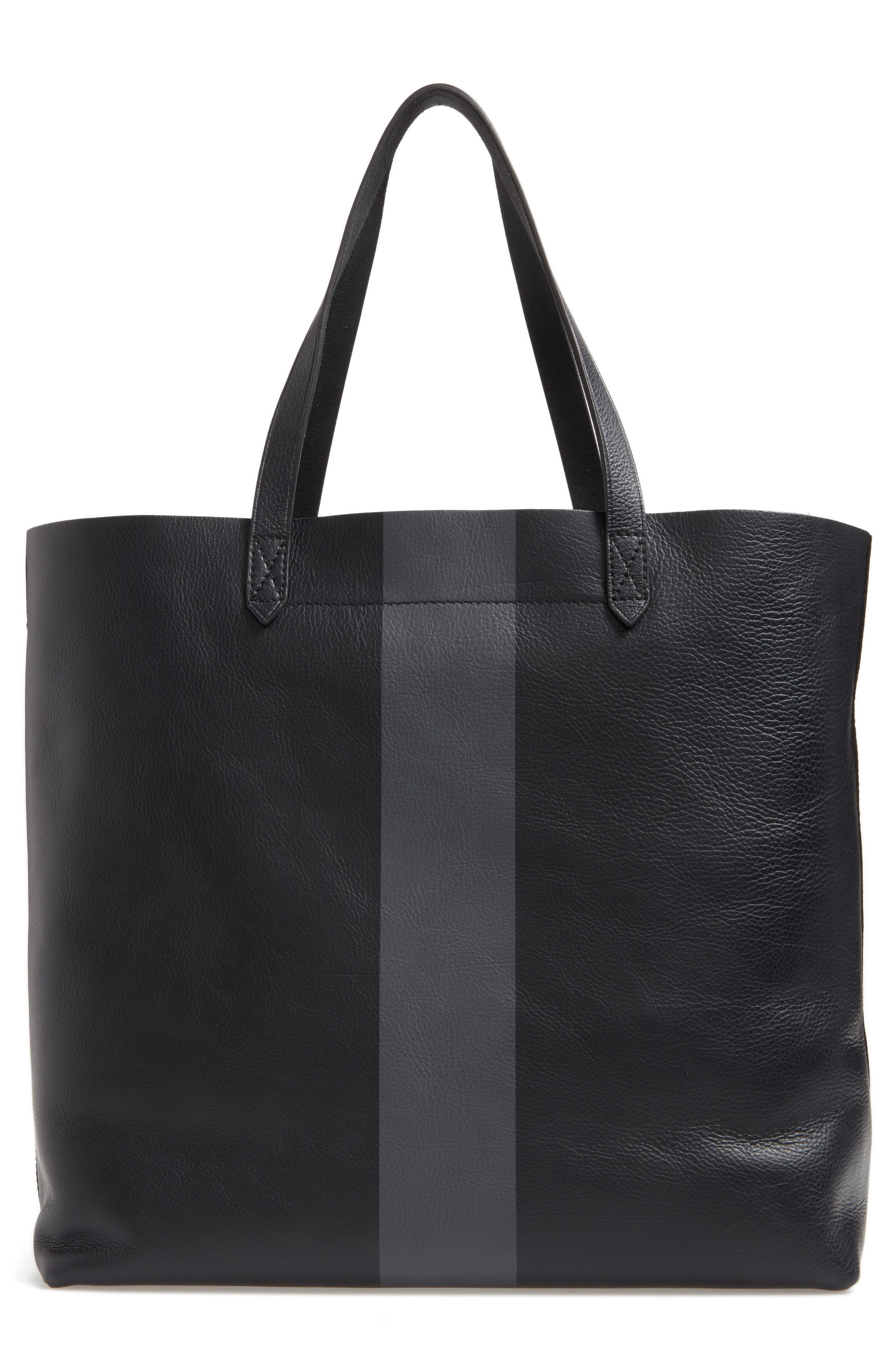 Paint Stripe Transport Leather Tote, Alternate, color, TRUE BLACK