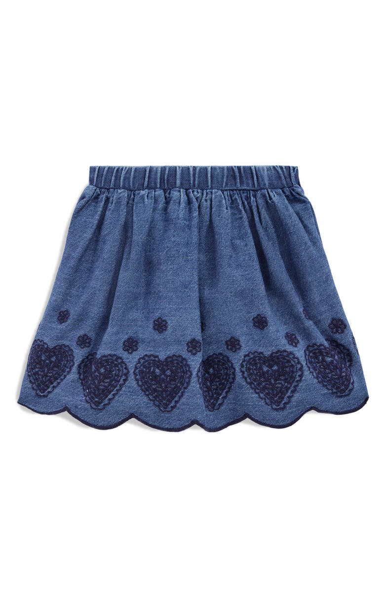 Mini Boden Kids' Embroidered Chambray Skirt, Alternate, color, Chambray