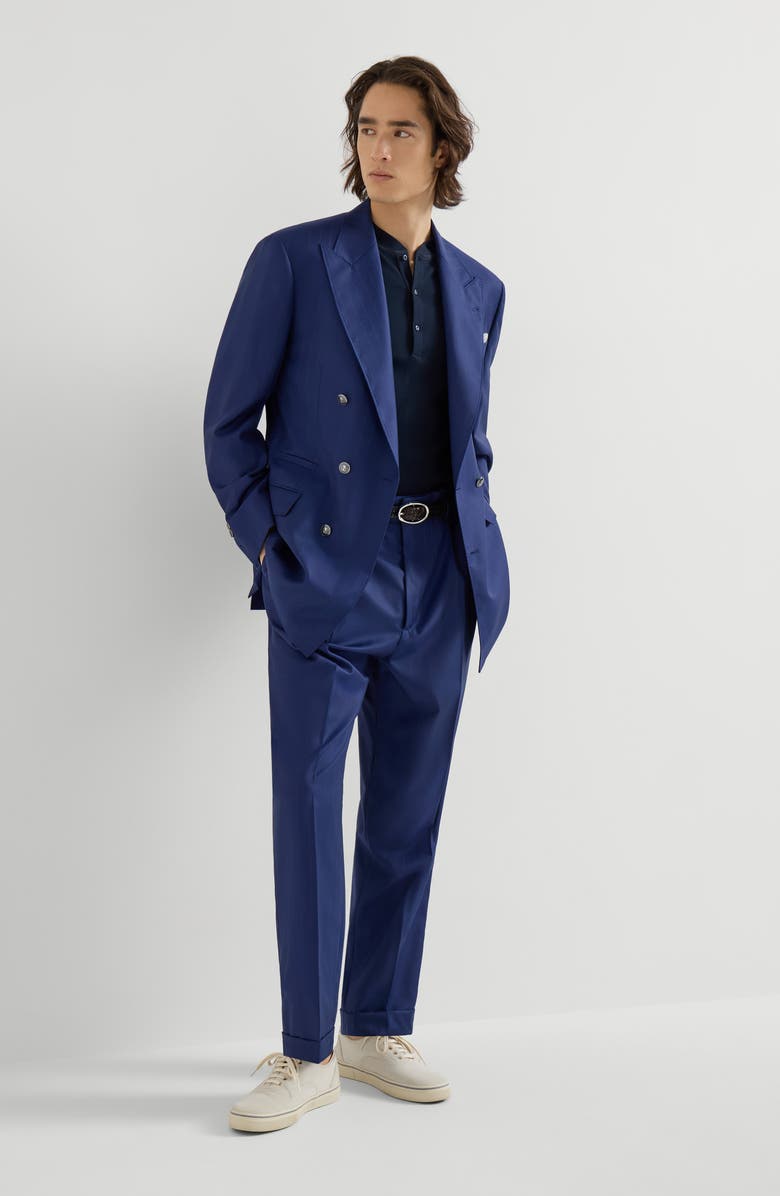 Brunello Cucinelli Double pleated trousers, Alternate, color, Royale Blue