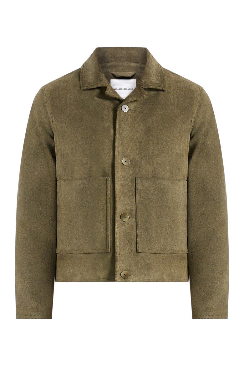 Michel Suede Jacket With Revere Collar, Alternate, color, Olive
