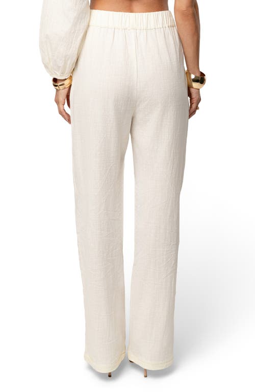 Jluxlabel Coastal Tide Cotton One-shoulder Top & Wide Leg Pants Set In White
