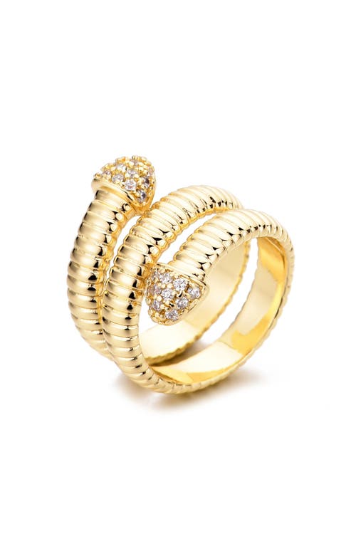 Adornia 14k Gold Plated Coil Wrap Cz Ring In Gold