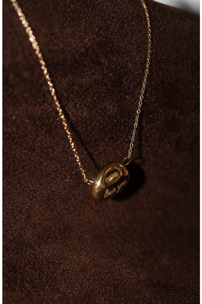 I Love You Bean Necklace, Alternate, color, Gold