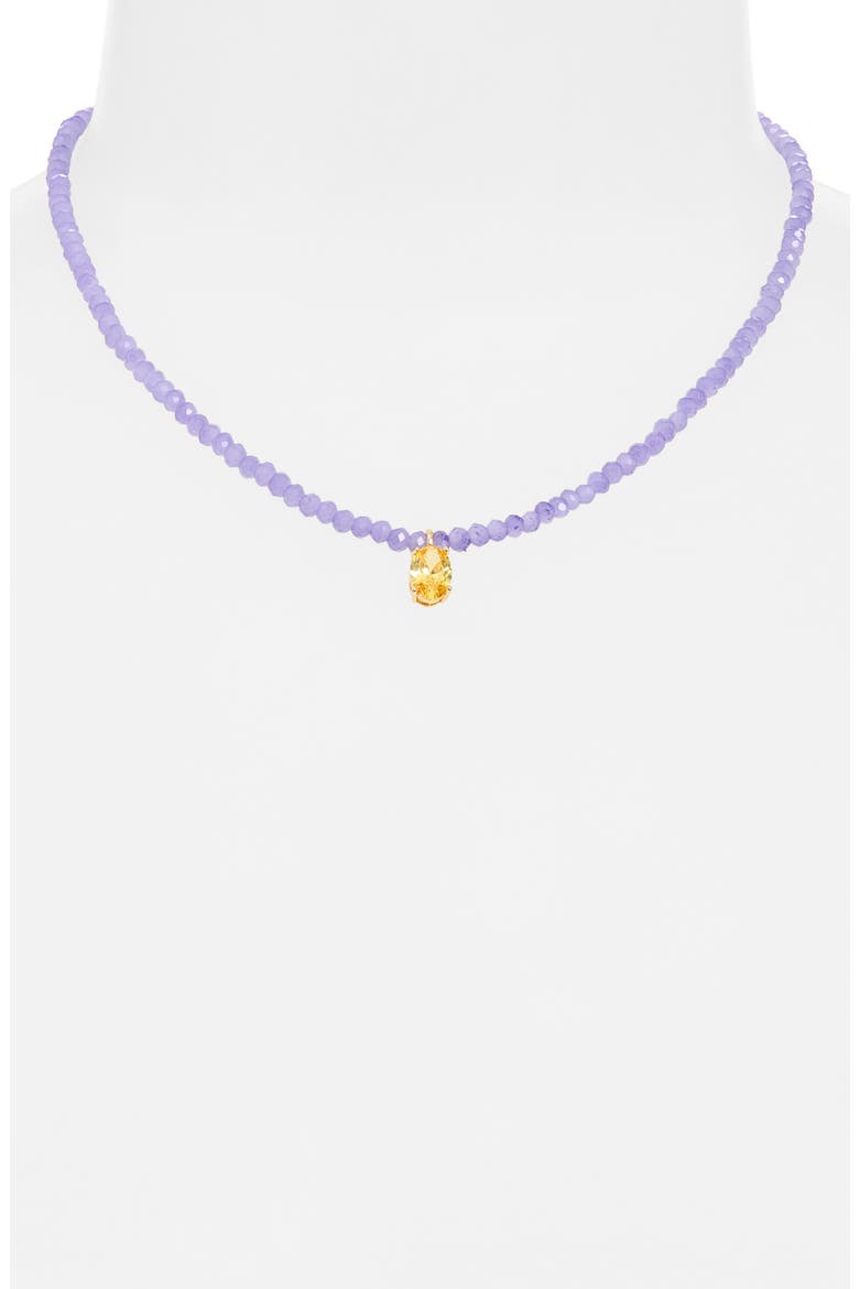 Oval Pendant Bead Necklace, Alternate, color, YELLOW- PURPLE- GOLD