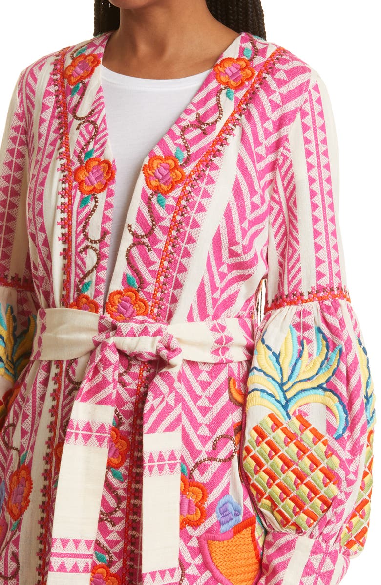 FARM Rio Belted Jacquard Embroidered Jacket, Alternate, color,