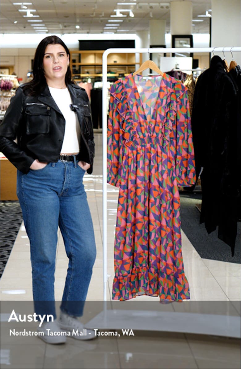 Geometric Print Long Sleeve Dress, sales video thumbnail