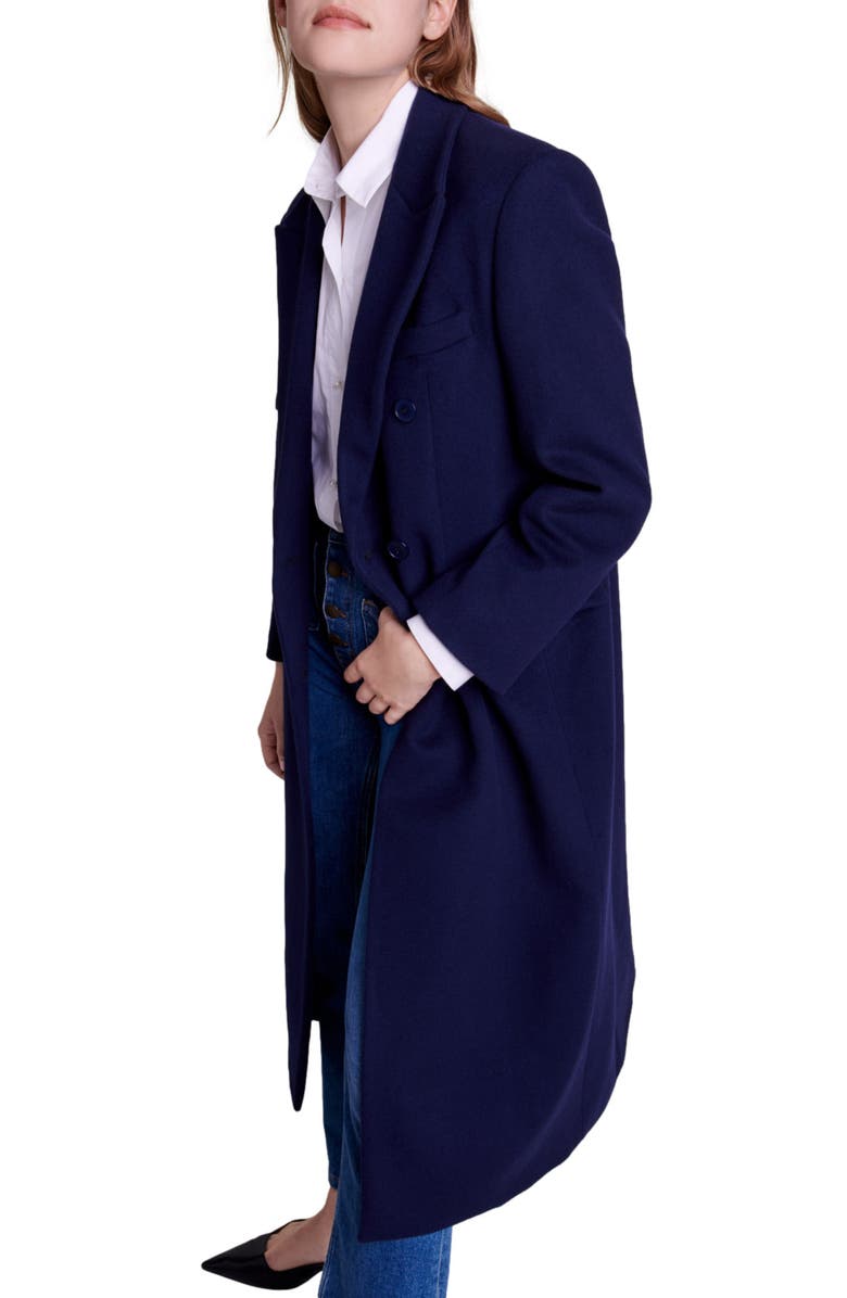 maje Giorgina Bracelet Sleeve Virgin Wool Blend Coat, Alternate, color,