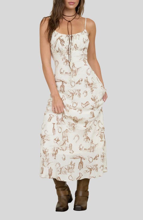 Western Print Maxi Slipdress