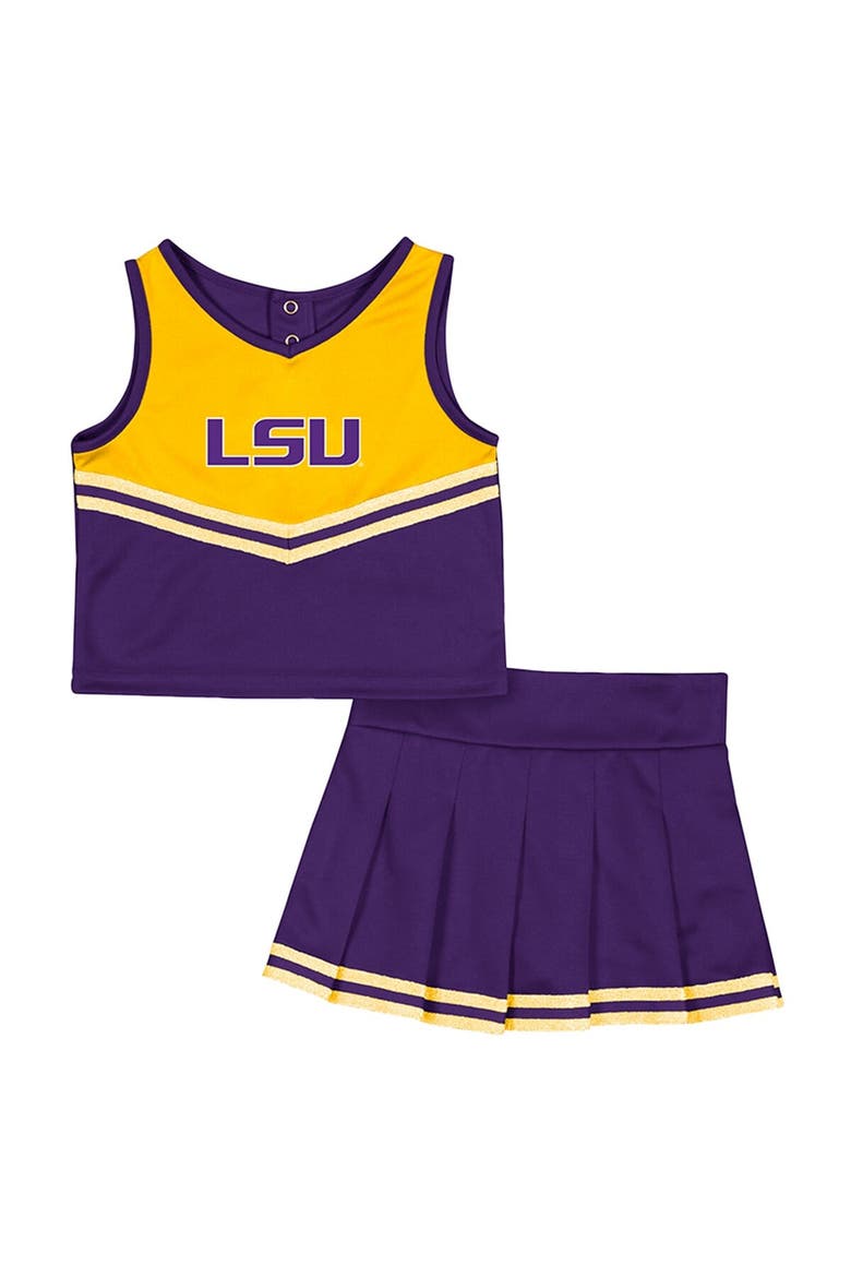 Girls Toddler Colosseum Purple LSU Tigers Time For Recess Cheer Top & Skirt Set, Alternate, color, Purple