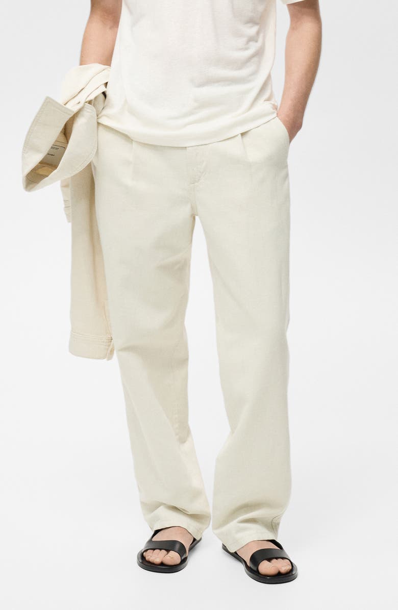 MANGO Relaxed Fit Cotton & Linen Pants, Main, color, 