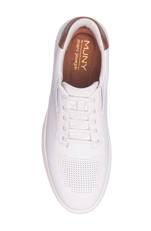 Marc Joseph New York Harbor Road Hands Free Technology Lightweight Leather Perforated Sneaker In White