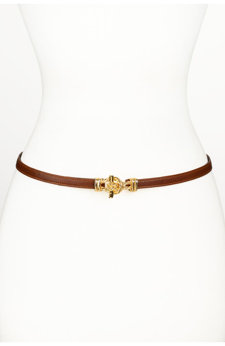 Raina Belts Fitzgerald Buckle Leather Belt, Main, color, Cognac