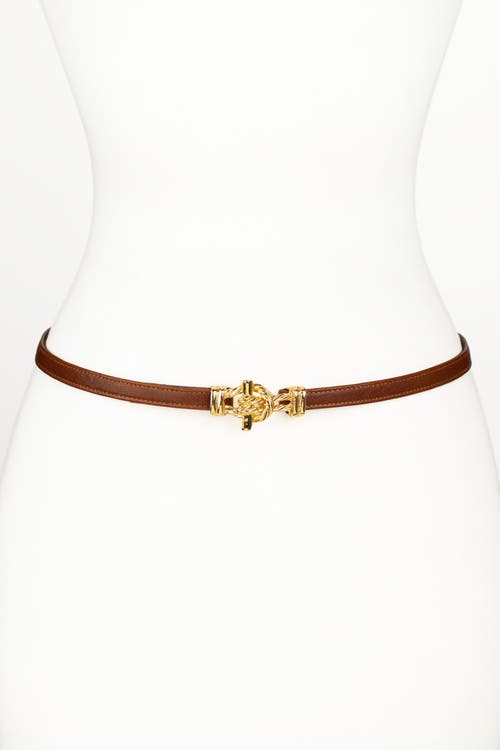 Raina Belts Fitzgerald Buckle Leather Belt In Brown