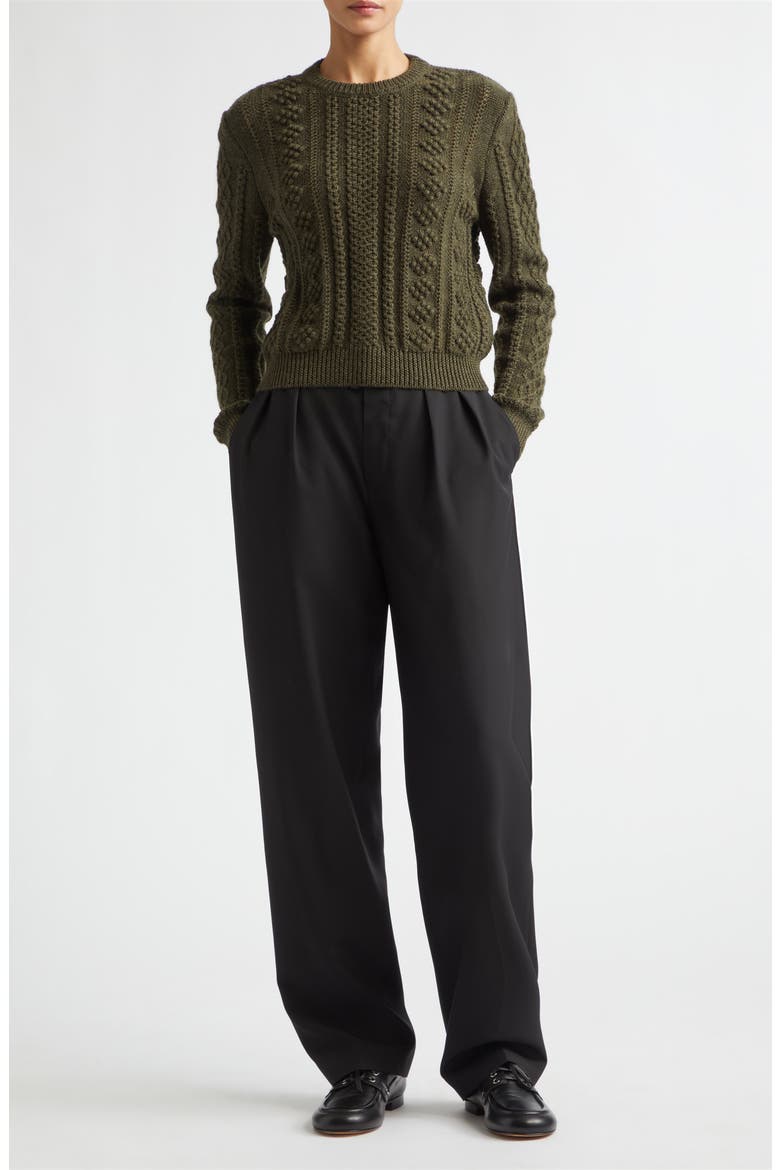 Back Slit Wool Sweater, Alternate, color, THYME GREEN