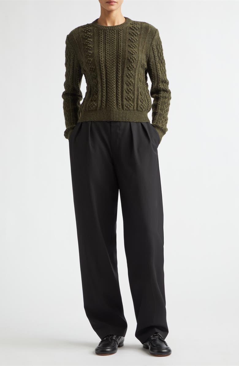 Jil Sander Back Slit Wool Sweater, Alternate, color, Thyme Green