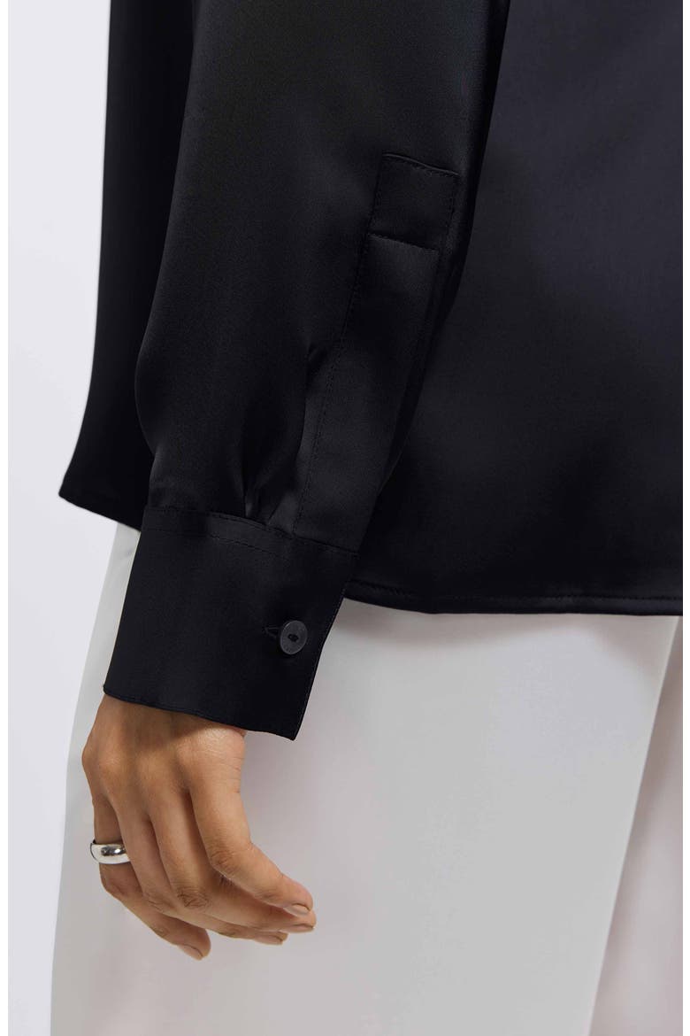 Bianca Satin Shirt, Alternate, color, BLACK
