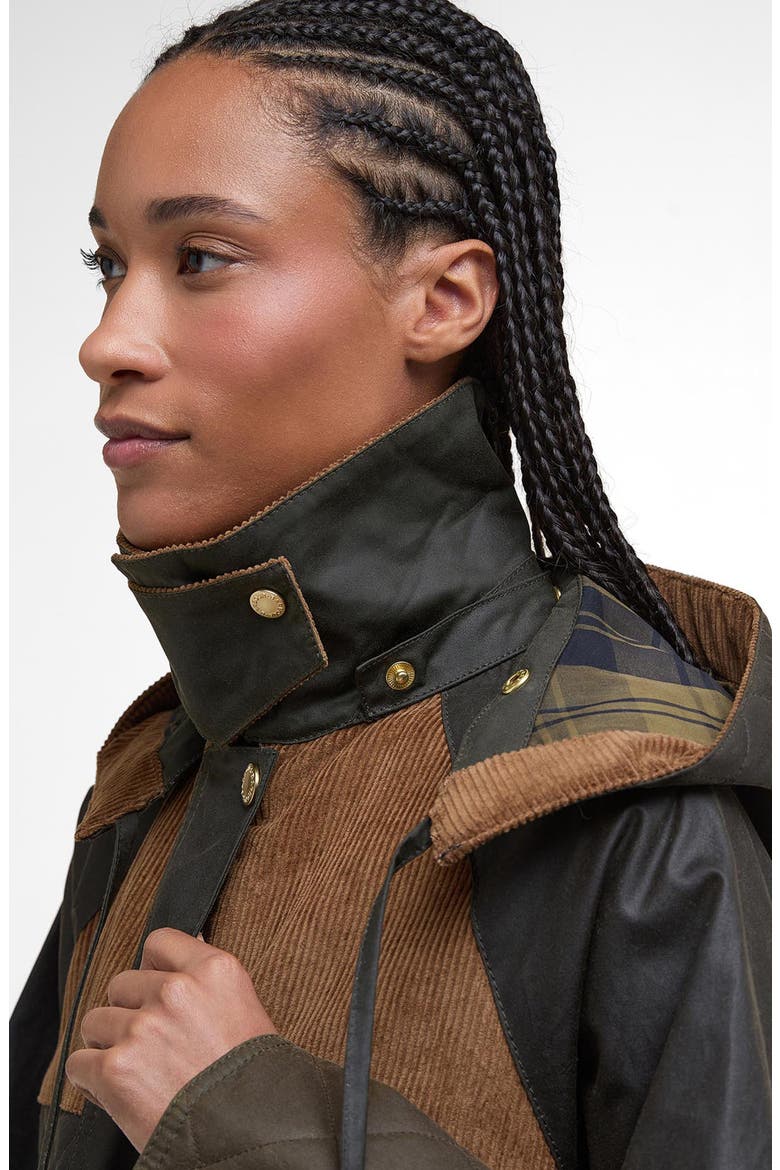 Imelda Water Repellent Mixed Media Jacket with Removable Hood, Alternate, color, ARCHIVE OLIVE/ OLIVE/ BEECH