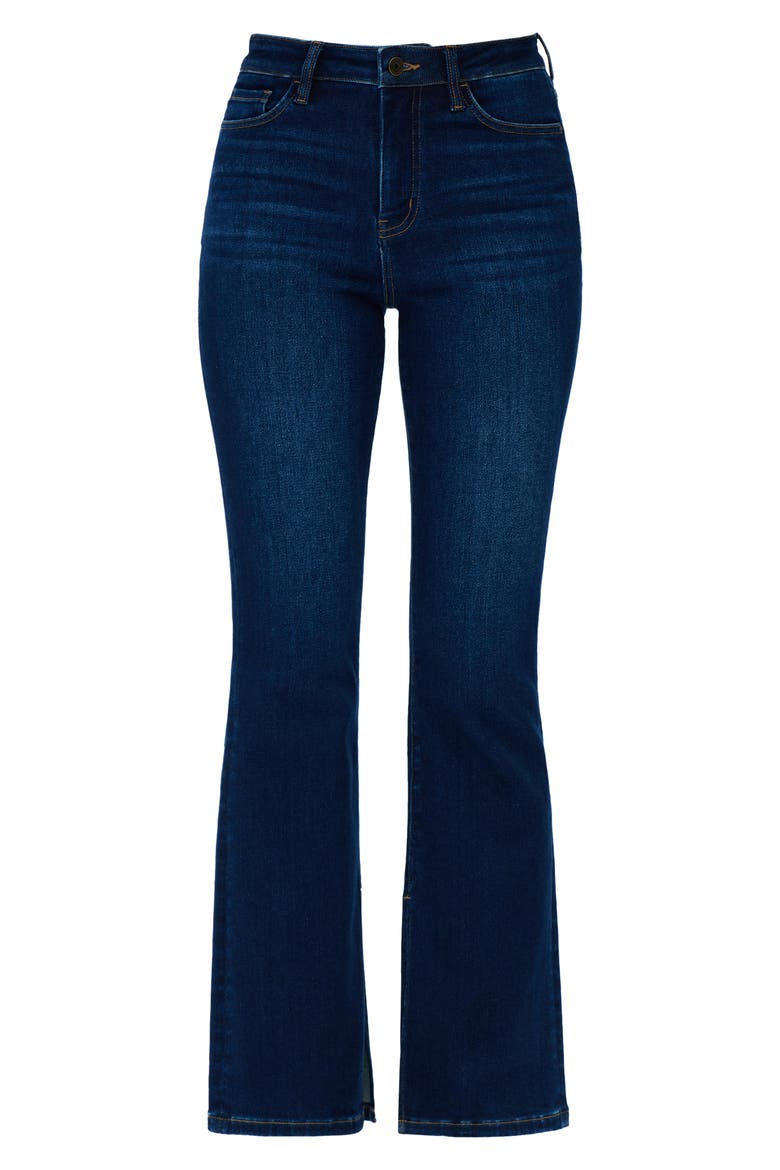 High Waist Slit Flare Jeans, Alternate, color, DARK BLUE WASH