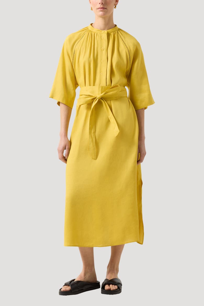 Linen Mix Dress Catelyn, Alternate, color, Yellow