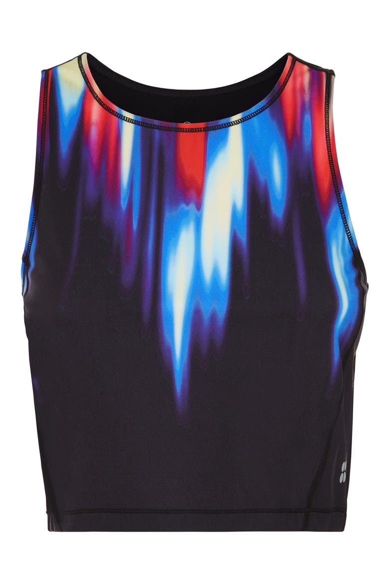 Kenza Power Crop Tank, Alternate, color, BLACK STROBE PLACEMENT PRINT