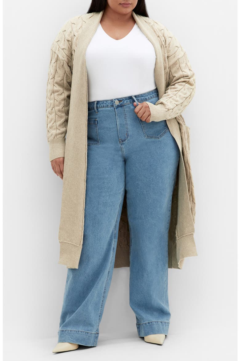 Charissa Cable Stitch Longline Cardigan, Main, color, CREAM