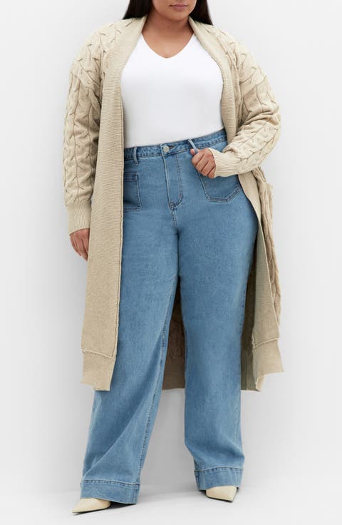 Charissa Cable Stitch Longline Cardigan (Plus)