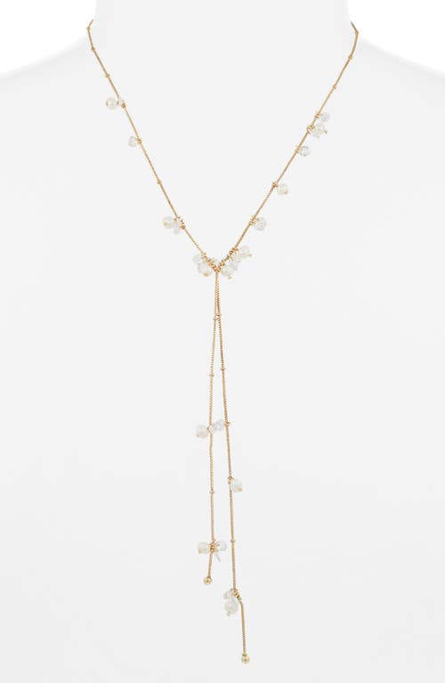 Nordstrom Rack Floating Cubic Zirconia & Faux Pearl Lariat Necklace In Multi