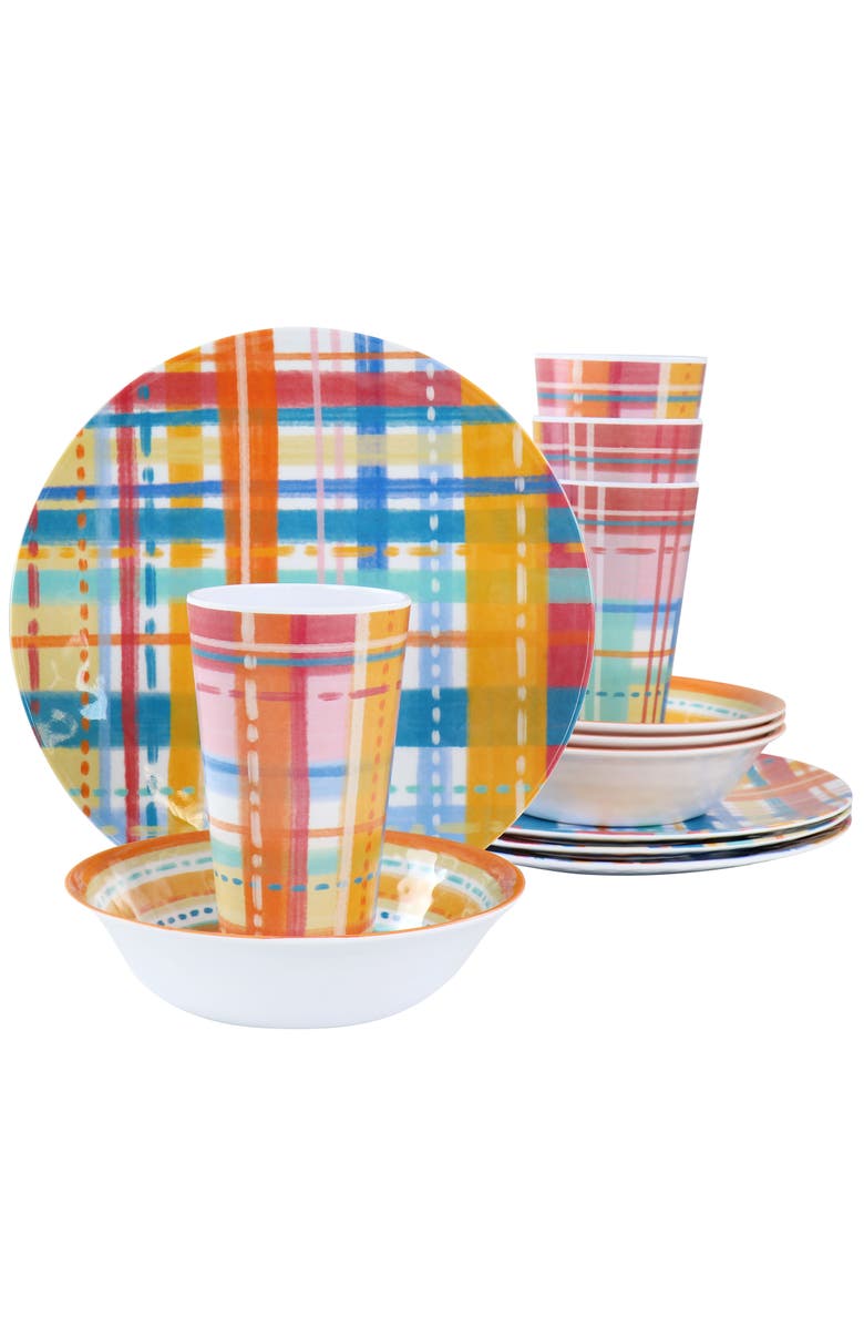 Laurie Gates California Designs Casablanca 12pc Melamine Dinnerware Set, Main, color, Multi